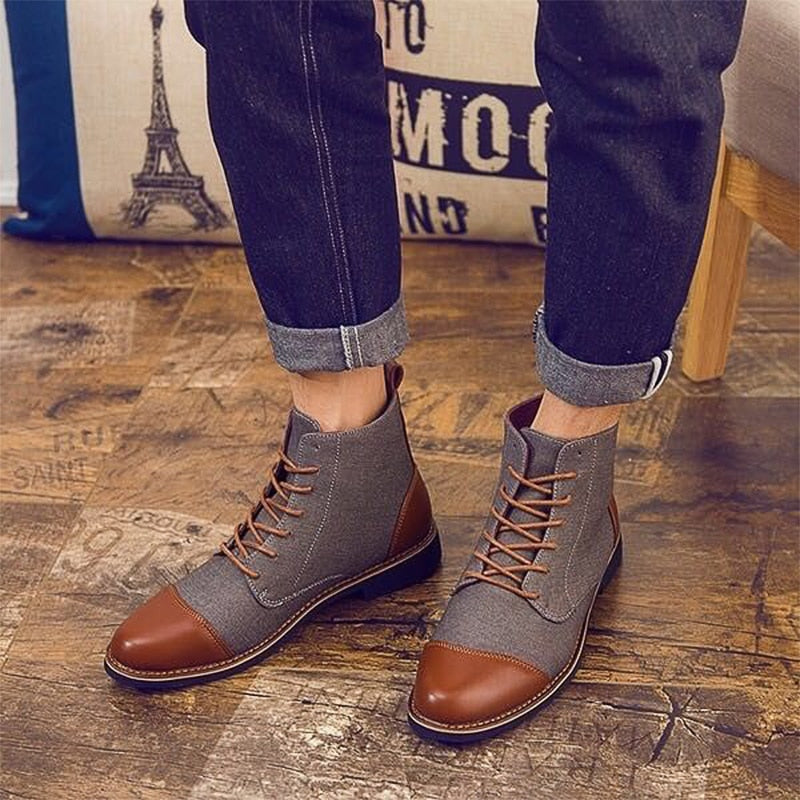 Women Lace Up Ankle Oxfords Leather Boots