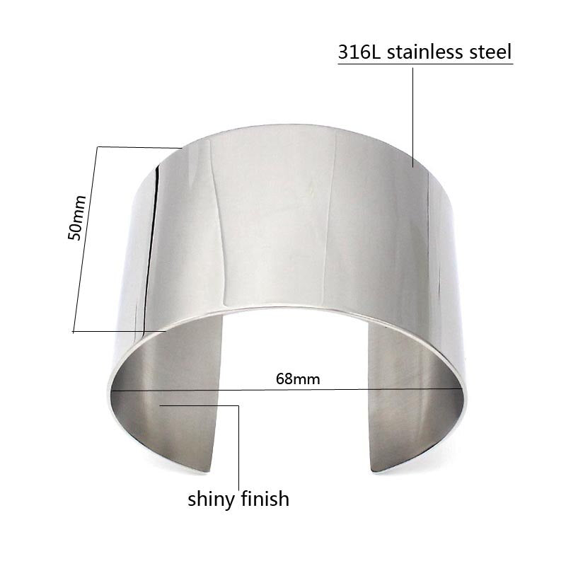Designer Stainless Steel Wide Blank Cuff Bangle Bracelet