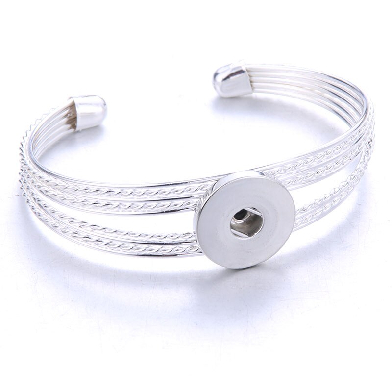 Women  Adjustable Chain Metal Snap Buttons Bracelet