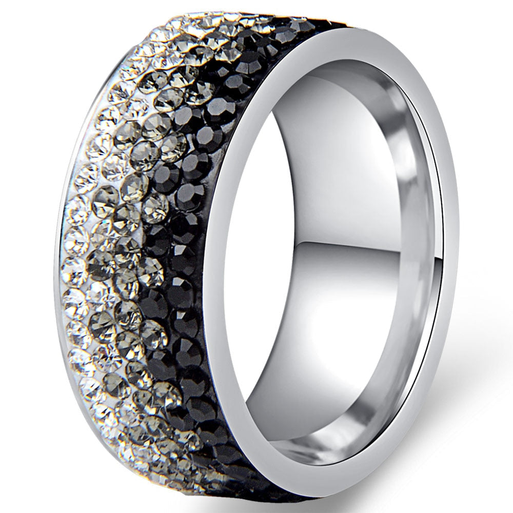 Accessories Women Stainless Steel Full Crystal Rings