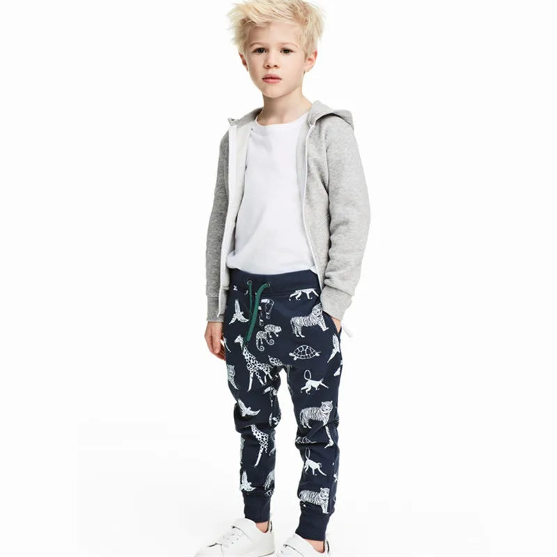 Kids Boys Animals Print Warm Sweat Pants
