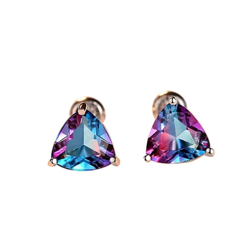 Sterling Silver 925 Purple Geometric Earrings