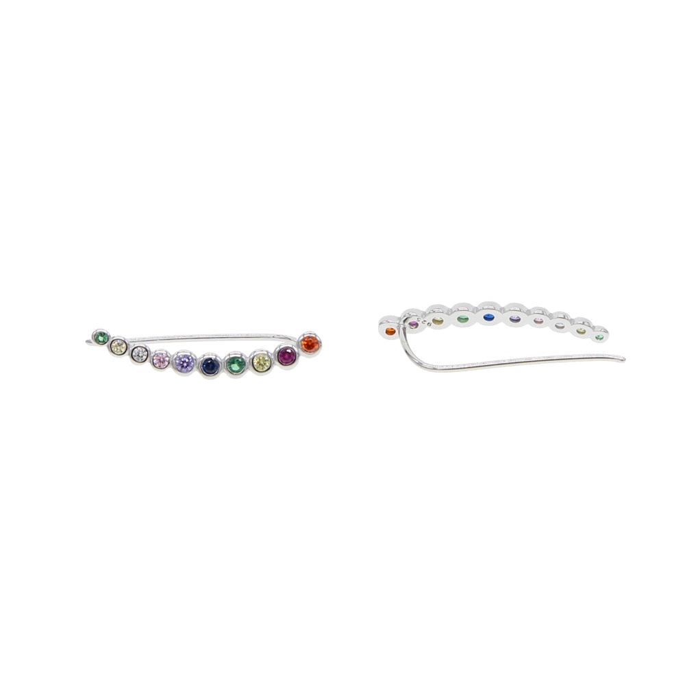 Sterling Silver 925 Curved Long Studs Earrings