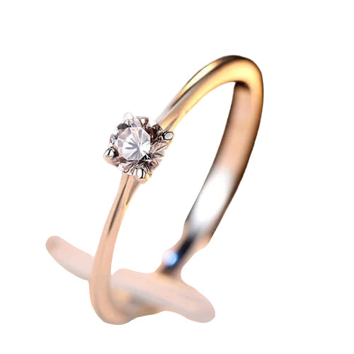 Sterling Silver 925 Simple Classic 4mm Cubic Zirconia Ring