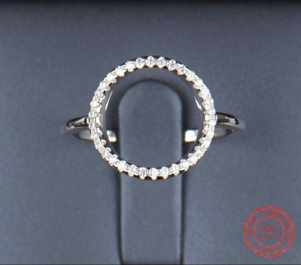 Sterling Silver 925 Hollow White And Rose Gold Cubic Zirconia Ring