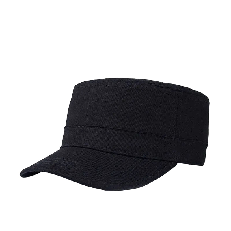 Unisex Cotton Black Army Flat Cap