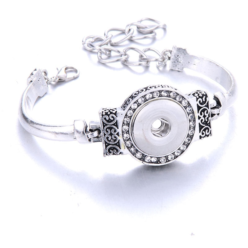 Women  Adjustable Chain Metal Snap Buttons Bracelet
