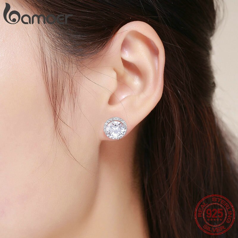 Sterling Silver 925 Dazzling Clear CZ Small Stud Earrings