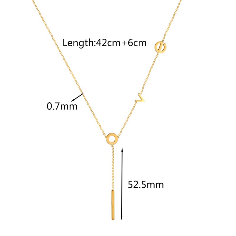 Women Titanium Steel Gold Plated Love Letter Pattern Necklace