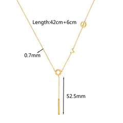 Women Titanium Steel Gold Plated Love Letter Pattern Necklace