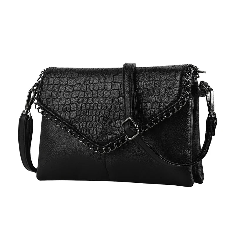 Women Alligator Chains Envelope Clutch Bag