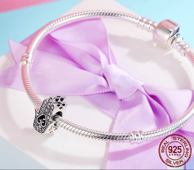 Sterling Silver 925 Women Hand Of Fatima Charms fit Bracelets & Necklaces
