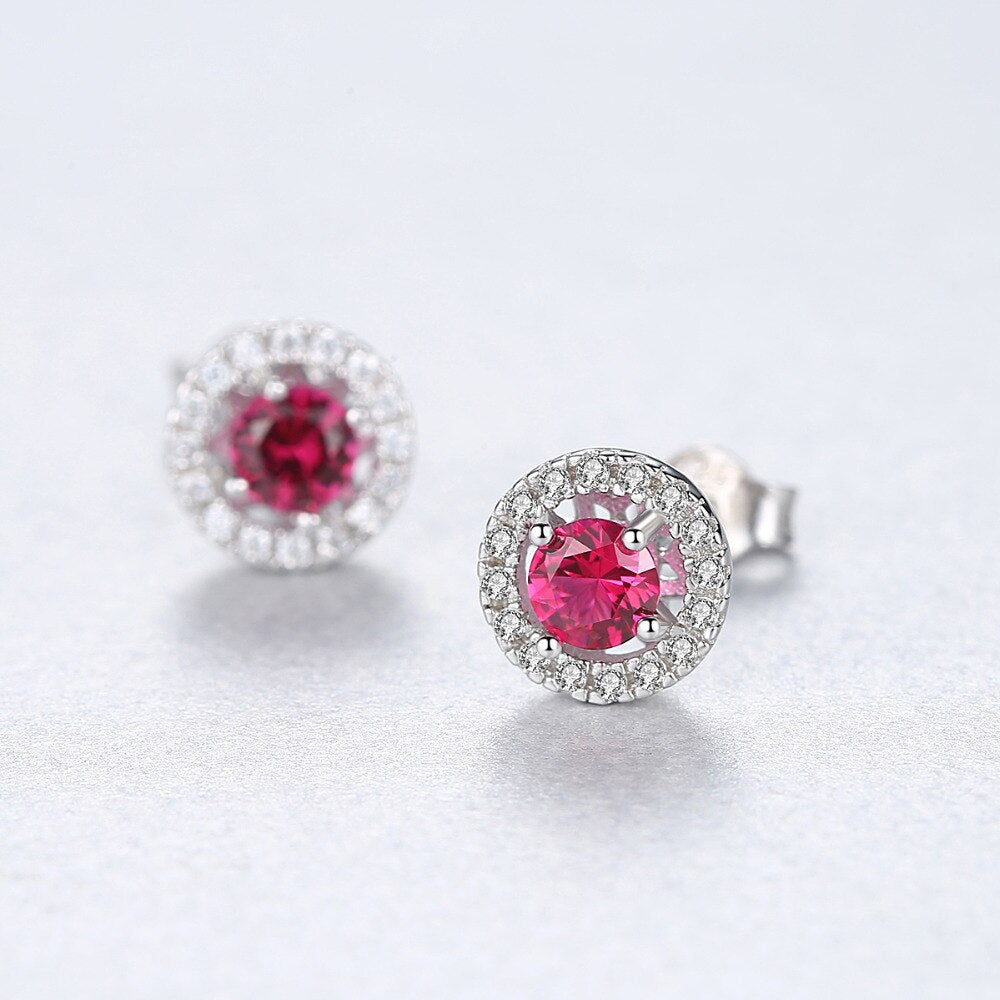 Sterling Silver 925 Round Shape Stud Earrings