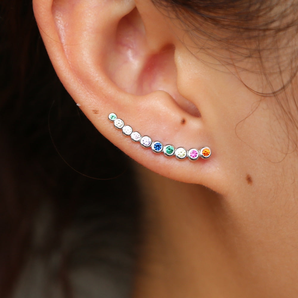 Sterling Silver 925 Curved Long Studs Earrings