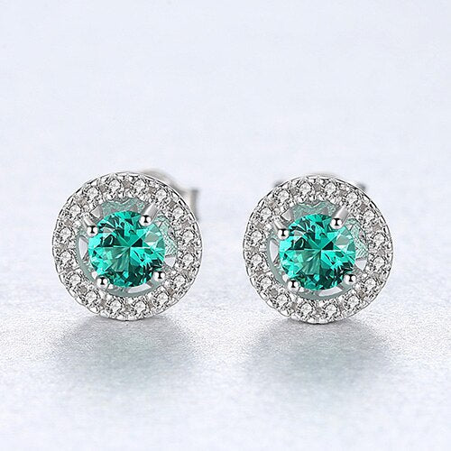 Sterling Silver 925 Round Shape Stud Earrings