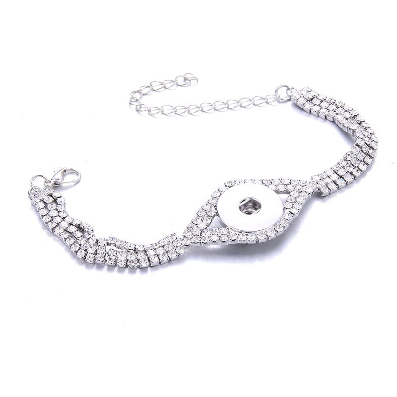 Women  Adjustable Chain Metal Snap Buttons Bracelet