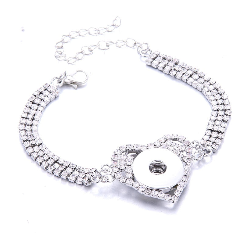 Women  Adjustable Chain Metal Snap Buttons Bracelet