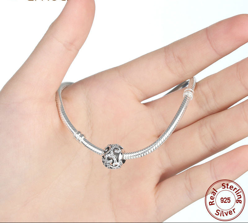 Sterling Silver 925 Crystal Round Charm