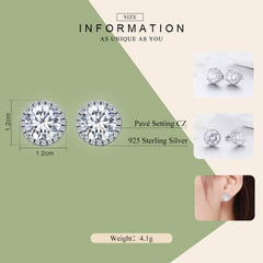 Sterling Silver 925 Dazzling Clear CZ Small Stud Earrings