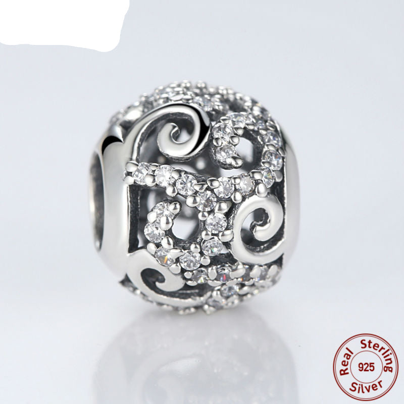 Sterling Silver 925 Crystal Round Charm