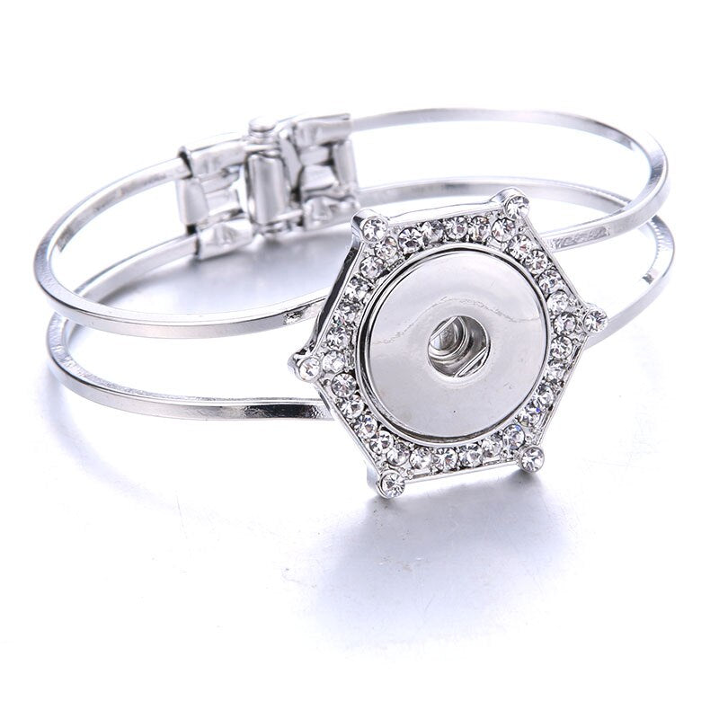 Women  Adjustable Chain Metal Snap Buttons Bracelet
