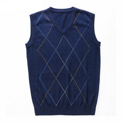 Men V-Neck Sleeveless Knitted Cashmere Wool Sweater Vest