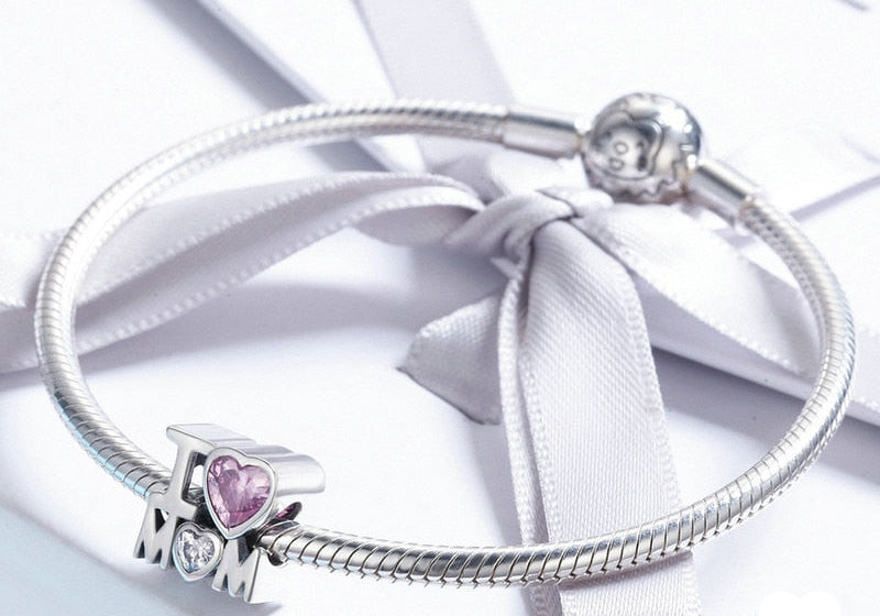 Sterling Silver 925 Women I Love Mom Gift Charm