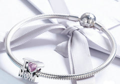 Sterling Silver 925 Women I Love Mom Gift Charm