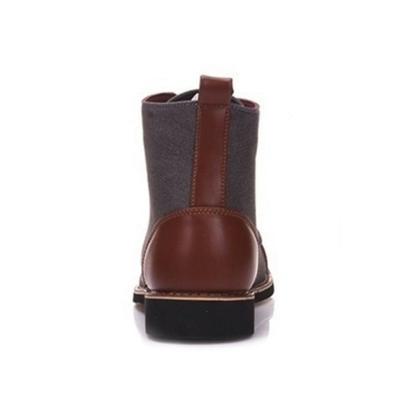Women Lace Up Ankle Oxfords Leather Boots