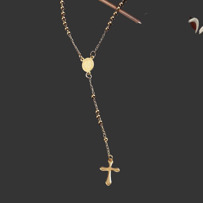 Accessories Titanium Steel Mary/Jesus Long Chain Cross Necklace