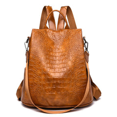 Accessories Women Alligator Leather Anti-Theft Multifunction Backpack