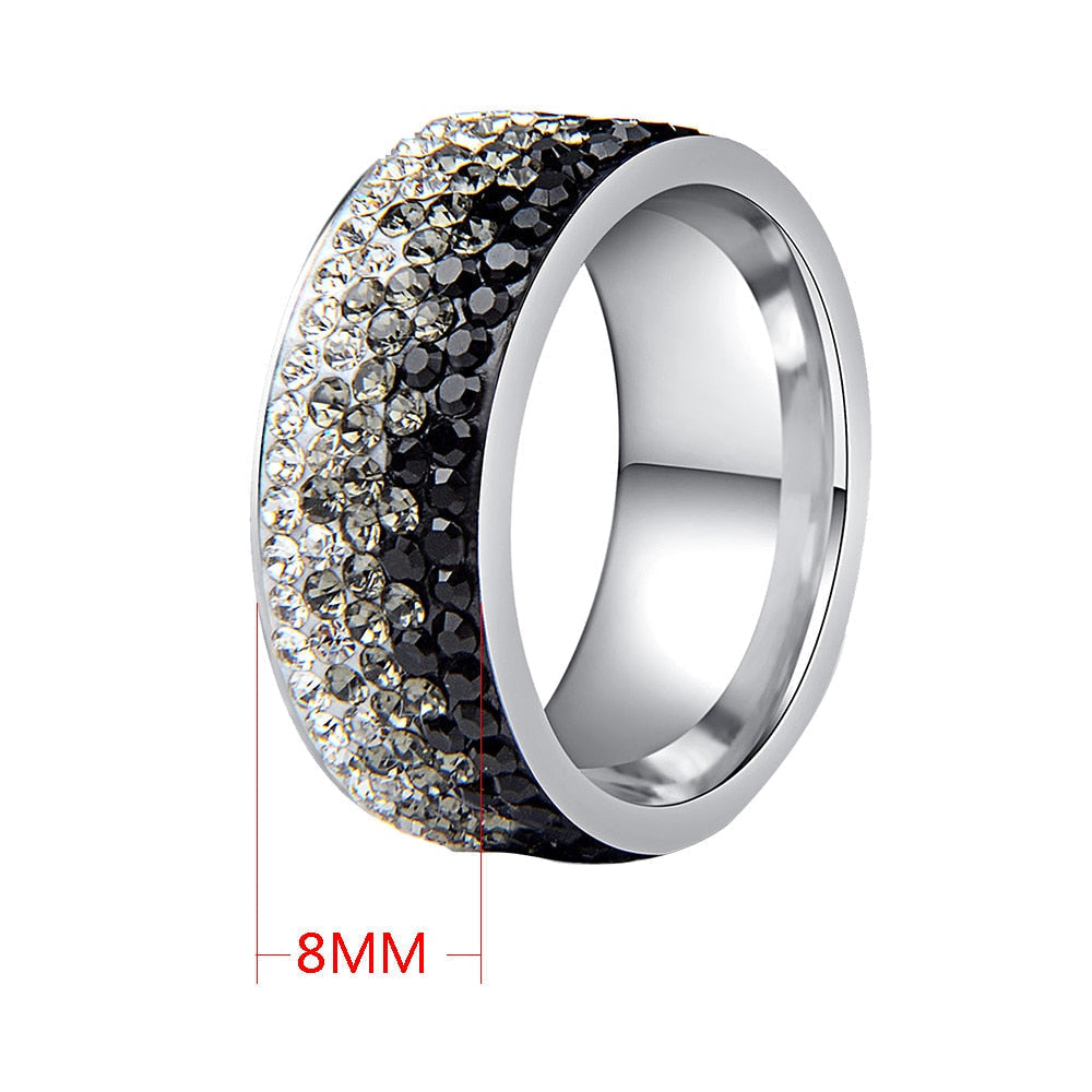 Accessories Women Stainless Steel Full Crystal Rings