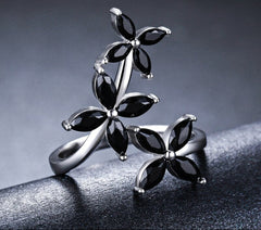 Sterling Silver 925 Elegant Black Spinel Rings