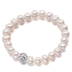 Women 100% White 8-9mm Baroque Natural Freshwater Pearl Strand Bracelet