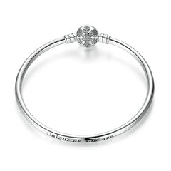Sterling Silver 925 Women Snowflake Clasp Snake Chain Bracelet