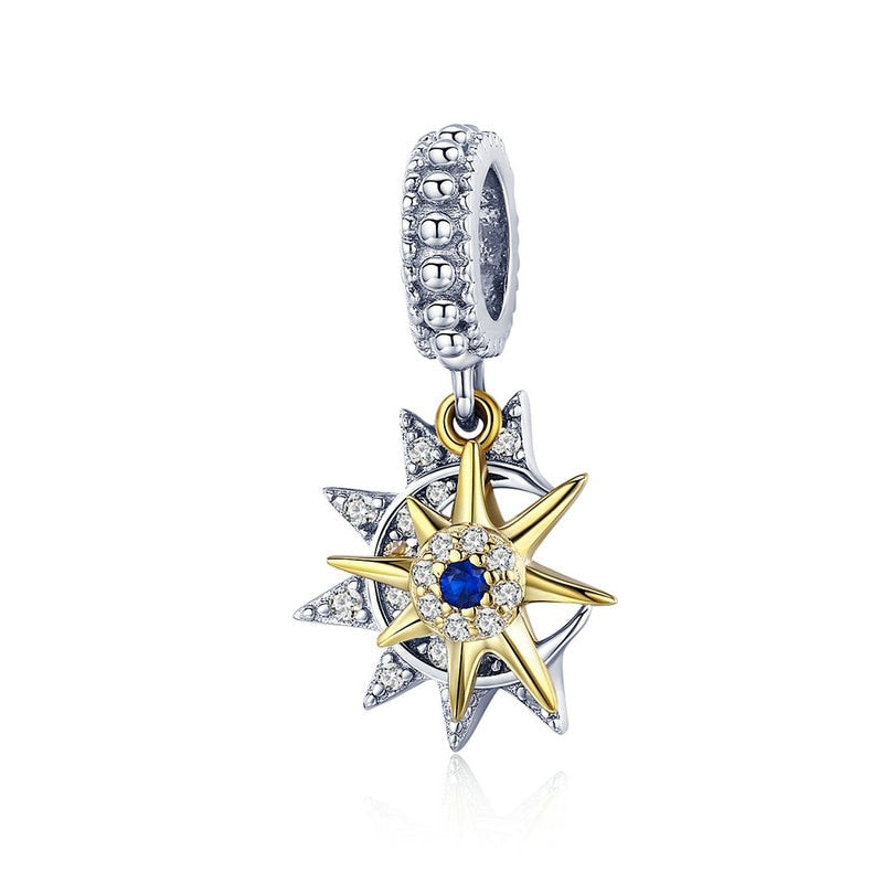 Sterling Silver 925 Blue Charms Beads Fit Bracelets