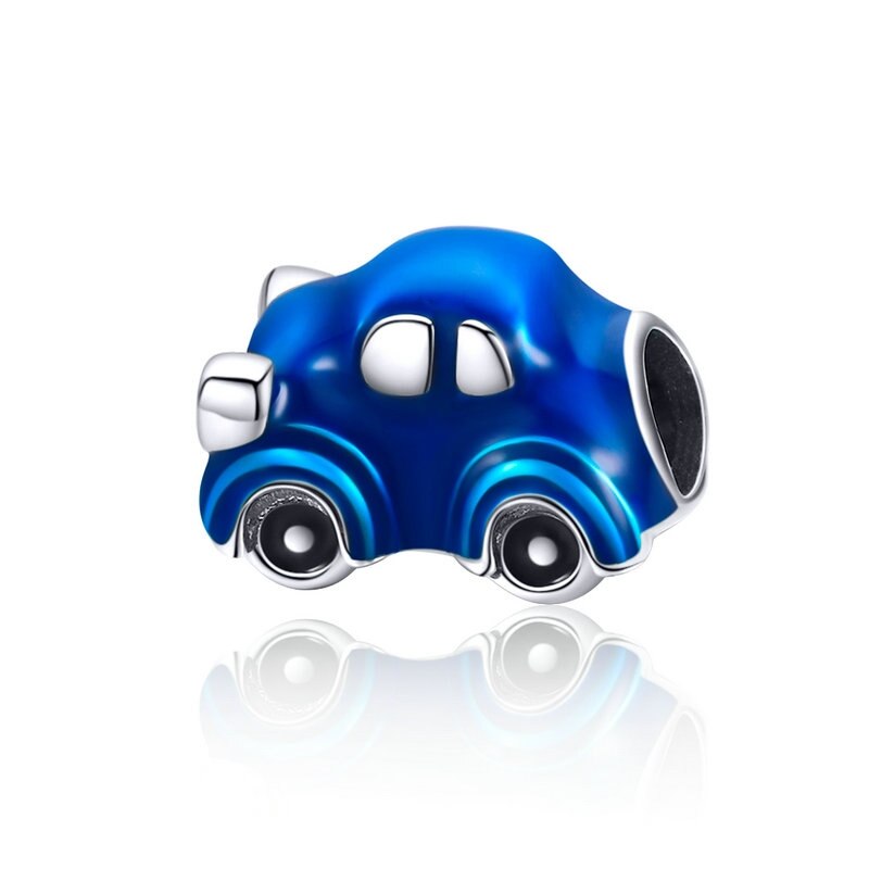Sterling Silver 925 Colorful Enamel Pendant Car Charms