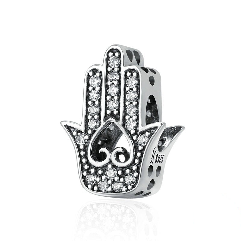 Sterling Silver 925 Women Hand Of Fatima Charms fit Bracelets & Necklaces