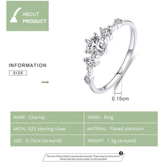 Sterling Silver 925 Women Sparkling Engagement Ring