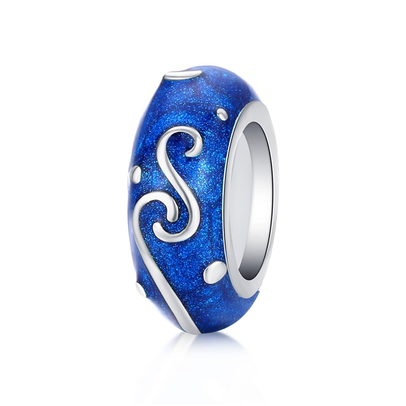 Sterling Silver 925 Blue Charms Beads Fit Bracelets