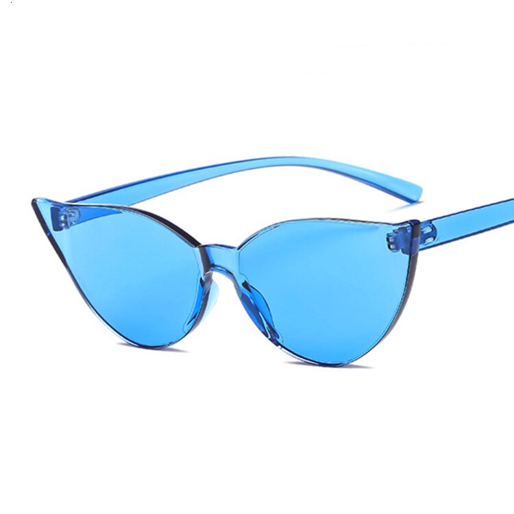 Woman Rimless Design Cat Eye Sunglasses