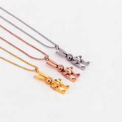 Woman Titanium Steel Rabbit Pendant Necklace