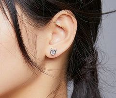 Sterling Silver 925 Women Cute Cat Earrings