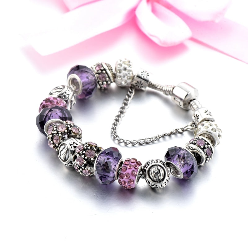 Women 12 Constellation Crystal Charm Bracelets
