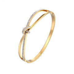 Women Stainless Steel Gold/Rose/ Silver plated Cross Semicircle Zircon Bracelet