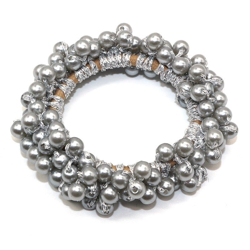 Woman Accessories Elegant Pearl Beads Scrunchies