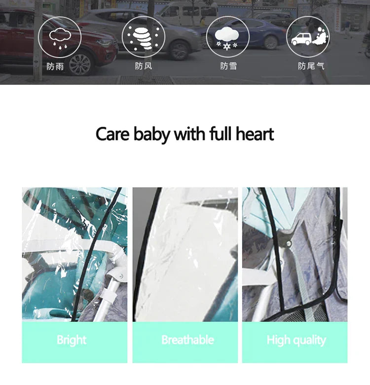 Accessories Kids Waterproof Transparent Stroller Weather Cover