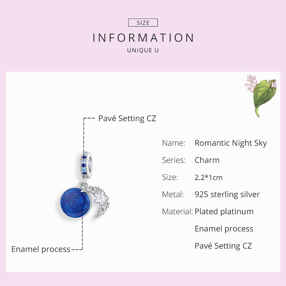 Sterling Silver 925 Romantic Blue Bracelet Charm