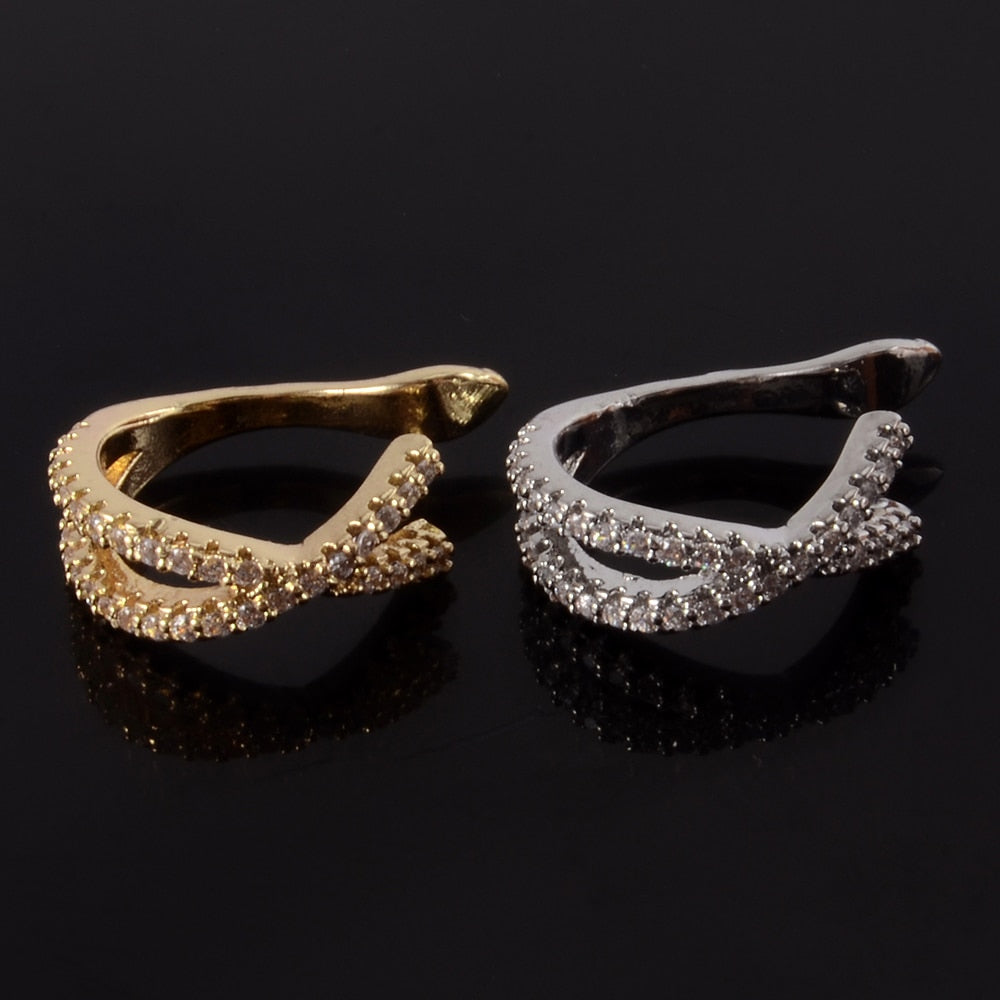 Women CZ Zircon Non-Pierced Ear Cuff Clip Earrings