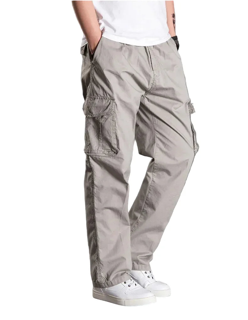 Men Casual Safari Style Cotton Cargo Pants